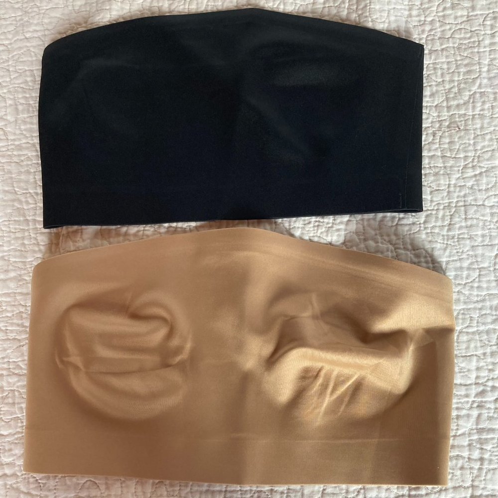 Two SHEIN Solid Bandeau Bras (1 Black & 1 Nude) sz S